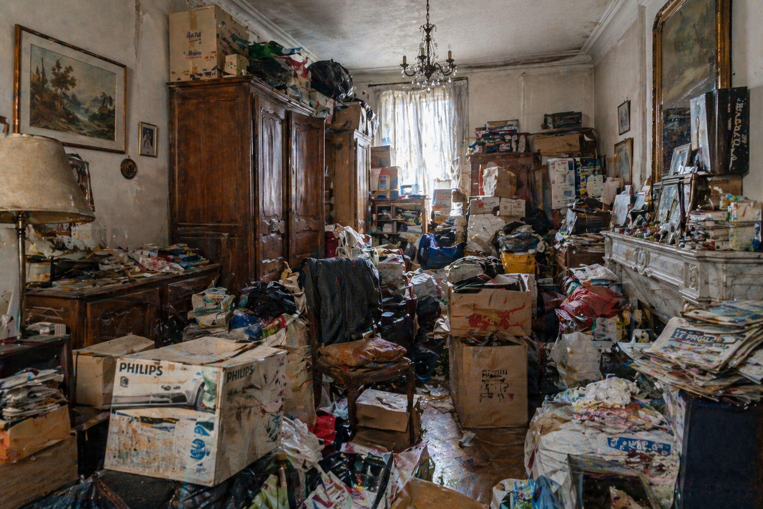 Avant intervention — maison encombrée après succession
